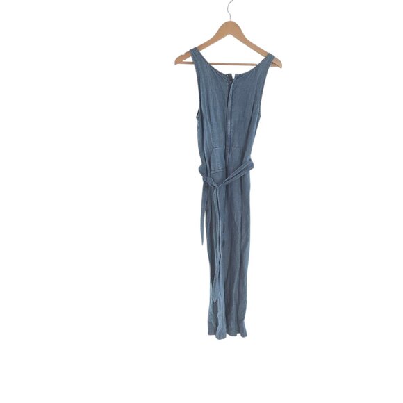 Madewell Womens Jumpsuit Chambray Muralist Tie Waist Crop Straight Leg Size 0‎ - Picture 5 of 5